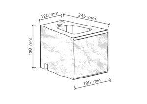 Wymiary pustak oporowy narożny CJ BLOK PBO-25-P-1/2 dwustronnie łupany prosto narożny
