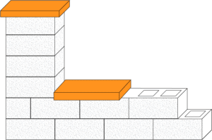 Element muru płyta betonowa elewacyjna CJ BLOK PBE-50/25 gładka na pustaku ogrodzeniowym PBE-19-2